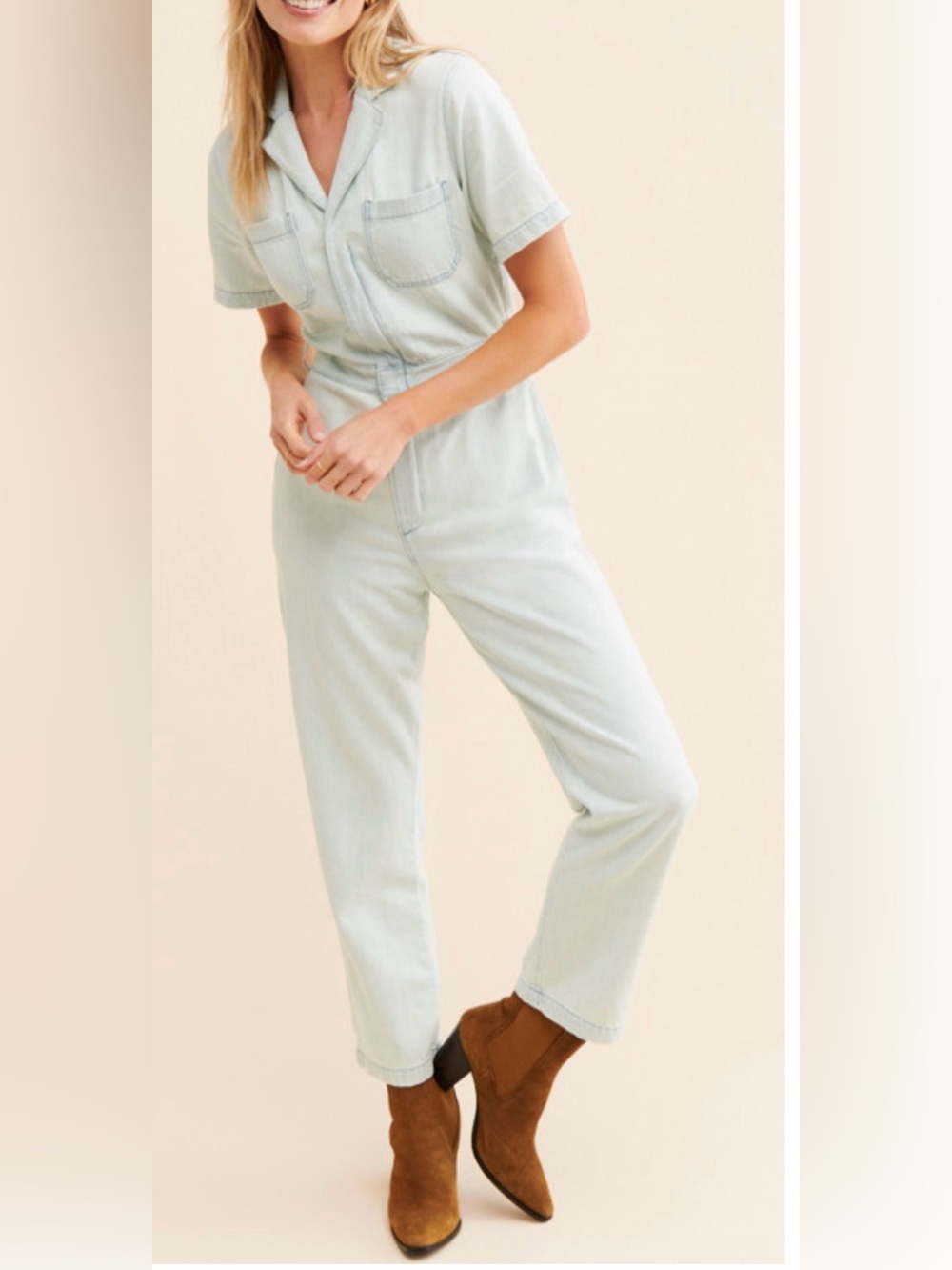 NEW BOYISH FREE PEOPLE JESSE COVERALLS LIGHT DENIM JUMPSUIT SIZE XXS